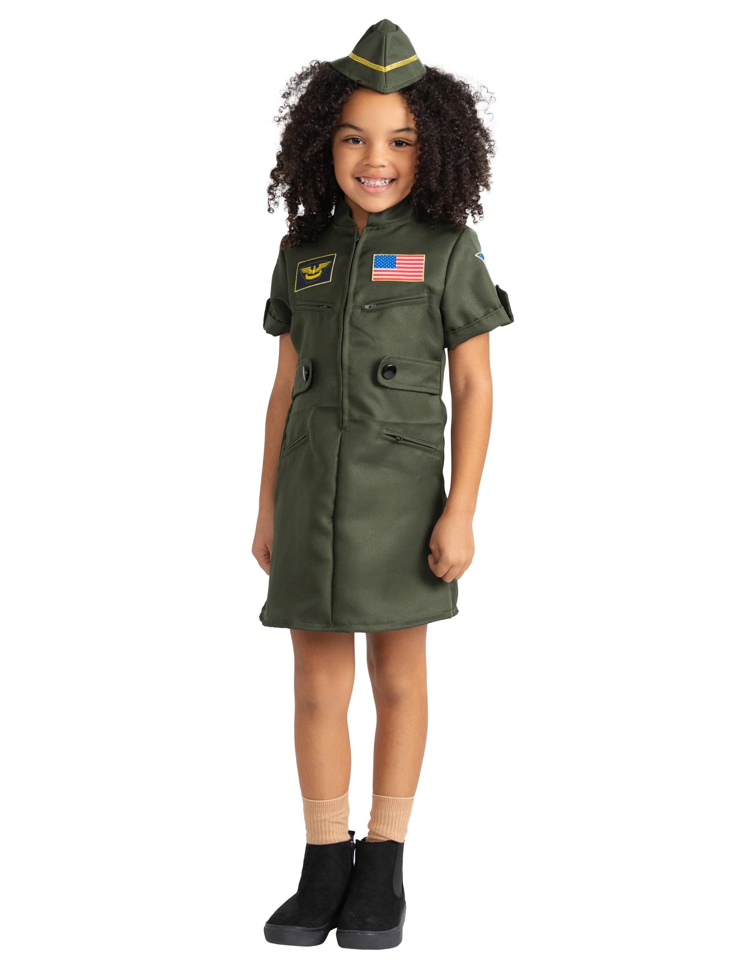 Dress Up America Fighter Pilot Costume for Girls - Air Force Fighter Girls Pilot Costume - Top Gun Pilot Costume for Girls