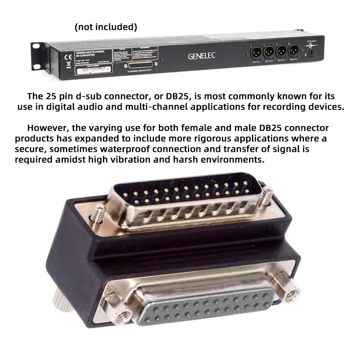 CY Adaptador DSUB Paralelo LPT AES/EBU DB25pin tuerca macho a hembra Tornillo adaptador de extensión DB macho acodado 90 grados hacia arriba