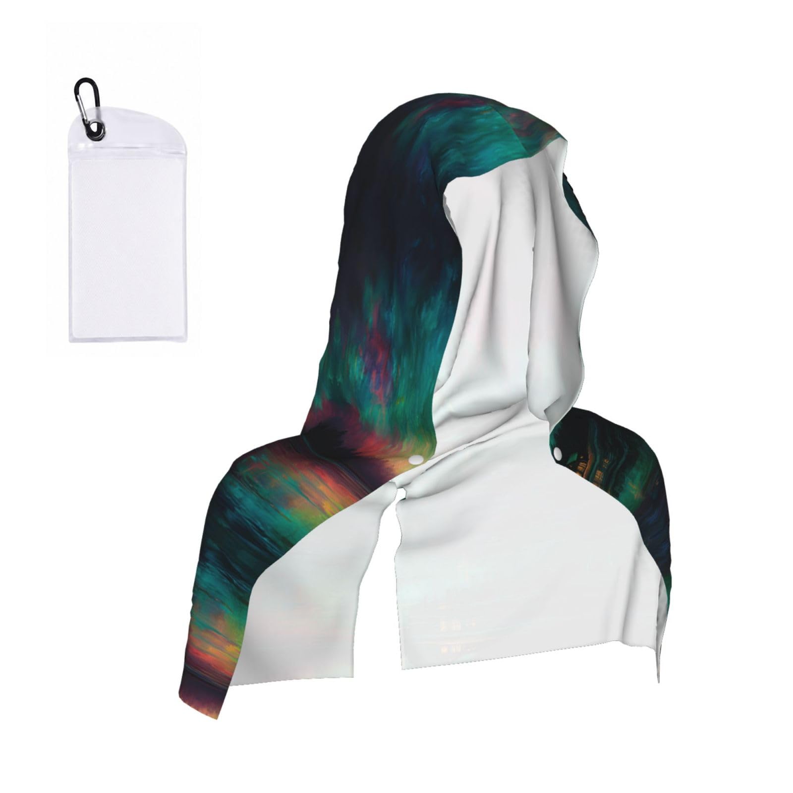 EZDLOWVBA Aurora Print 2 Pack Cooling Hoodie Towels,Sports Headscarf, Neck Wrap Scarf,Breathable Cooling Towel For Neck And Face, Travel, Swimming, Training