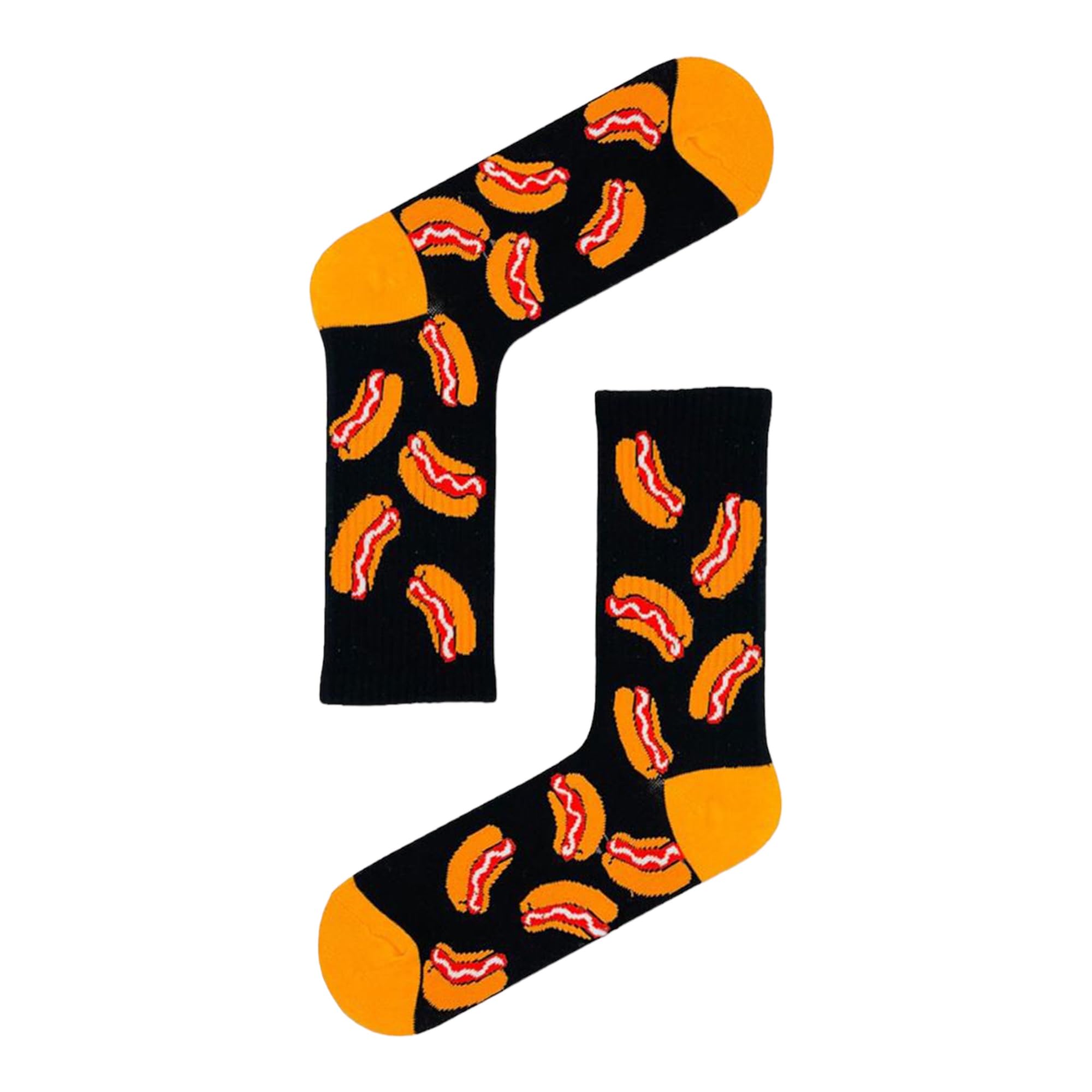 Socks Stars Unisex Orange Hot Dogs Socks Novelty Fast Food Funky