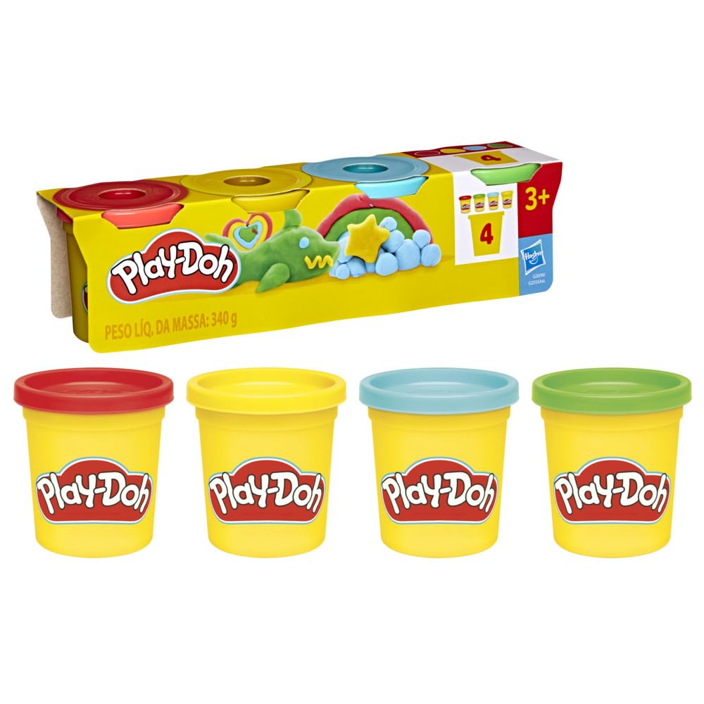Play-Doh 4 Pack Classic Colors, 3 Ounce Cans of Modeling Compound, Kids Arts & Crafts, Preschool Toys for Girls & Boys 3+