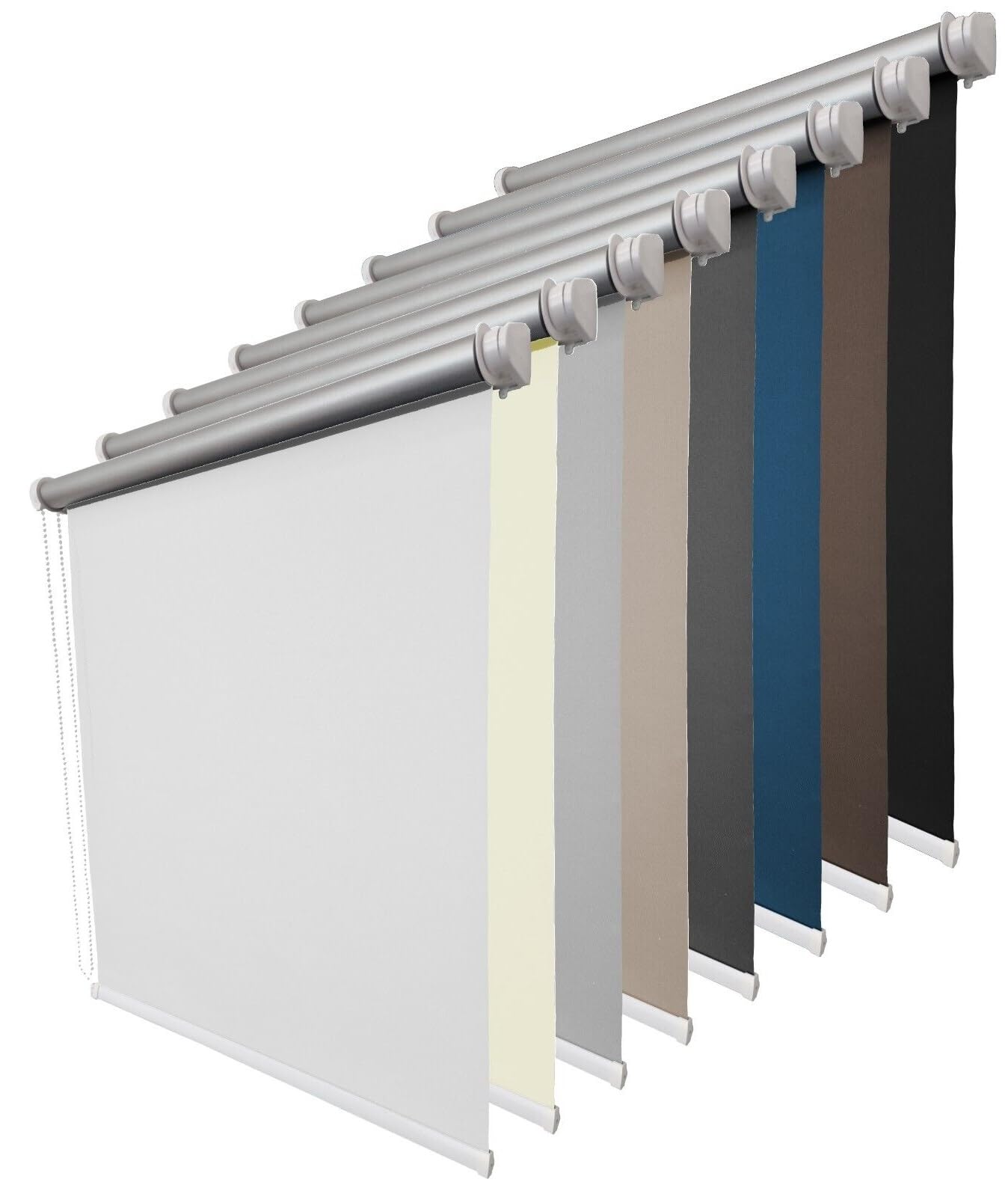 Verdunklungsrollo Thermo Rollo ohne & mit Bohren Sonnenschutz für Fenster Tür lichtundurchlässig B115 x H170 cm Stoff Creme, Klemmfix Verdunkelungsrollo Seitenzugrollo Kettenzugrollo Klemmrollo