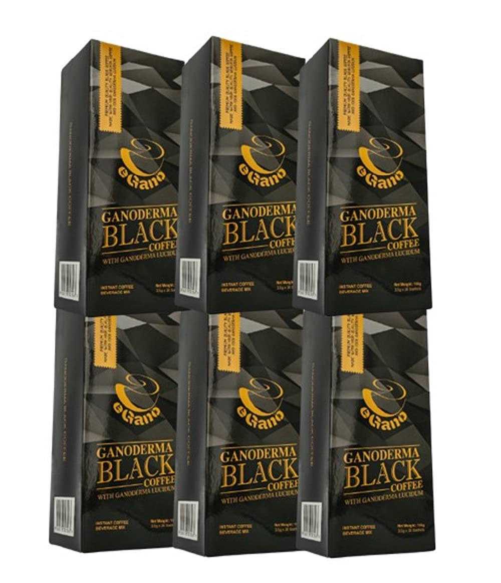 eGano Ganoderma Lot de 6 boîtes de café noir de qualité supérieure avec Ganoderma Lucidum (3,5 g x 30 sachets/boîte)