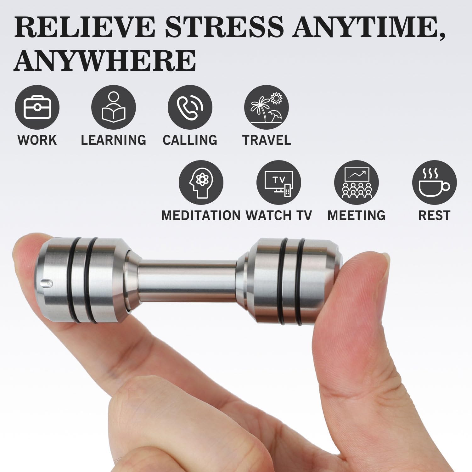 Finger Dumbbell Fidget Toys, Metal Knuckle Roller Fidget Spinners, Stainless Steel Toy for Anxiety ADHD, Cool Office Gadgets for Dad, Fidgets Toy for Men and Kill Time