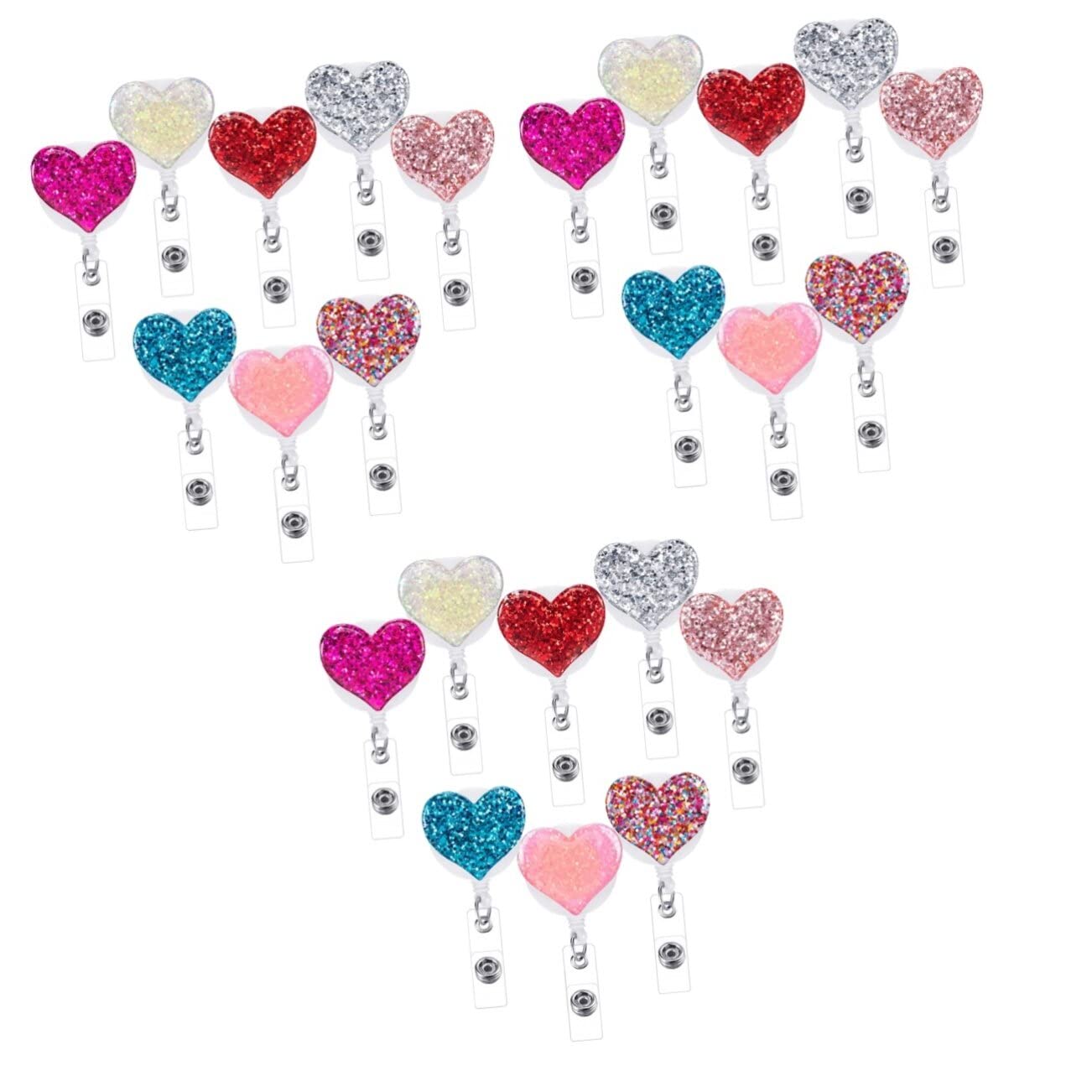 STOBOK 24pièces Huit Porte-badges Rétractables Forme De Cœur Cristal Pour Clips Pour Affichage De Badges Et Étiquettes Nom Parfait Pour Professionnels Et Événements