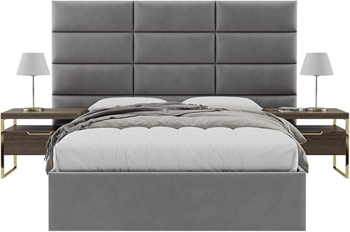 Miniatura 50 de Vänt - Paneles tapizados de cabecera para montar en la pared, diseño Isabelle, 60 x 23 pulgadas, configuración de 4 paneles individuales,