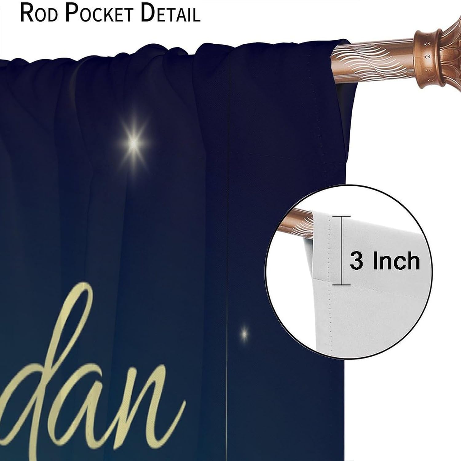 Ramadan Kareem Blackout Window Curtain Ramadan Moon Castle Eid Mubarak Festival for Children Room Bedroom Curtains Drapes 2 Panels 42x45 Inch