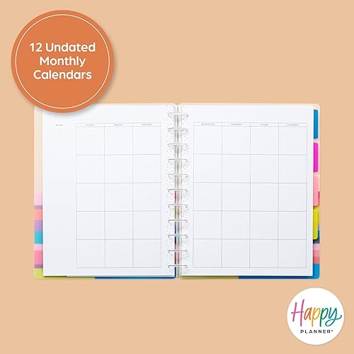 Miniatura 3 de Happy Planner - Agenda mensual sin fecha y notas, planificador mensual de 12 meses, tema de colores brillantes, tamaño grande, 95 páginas, 4