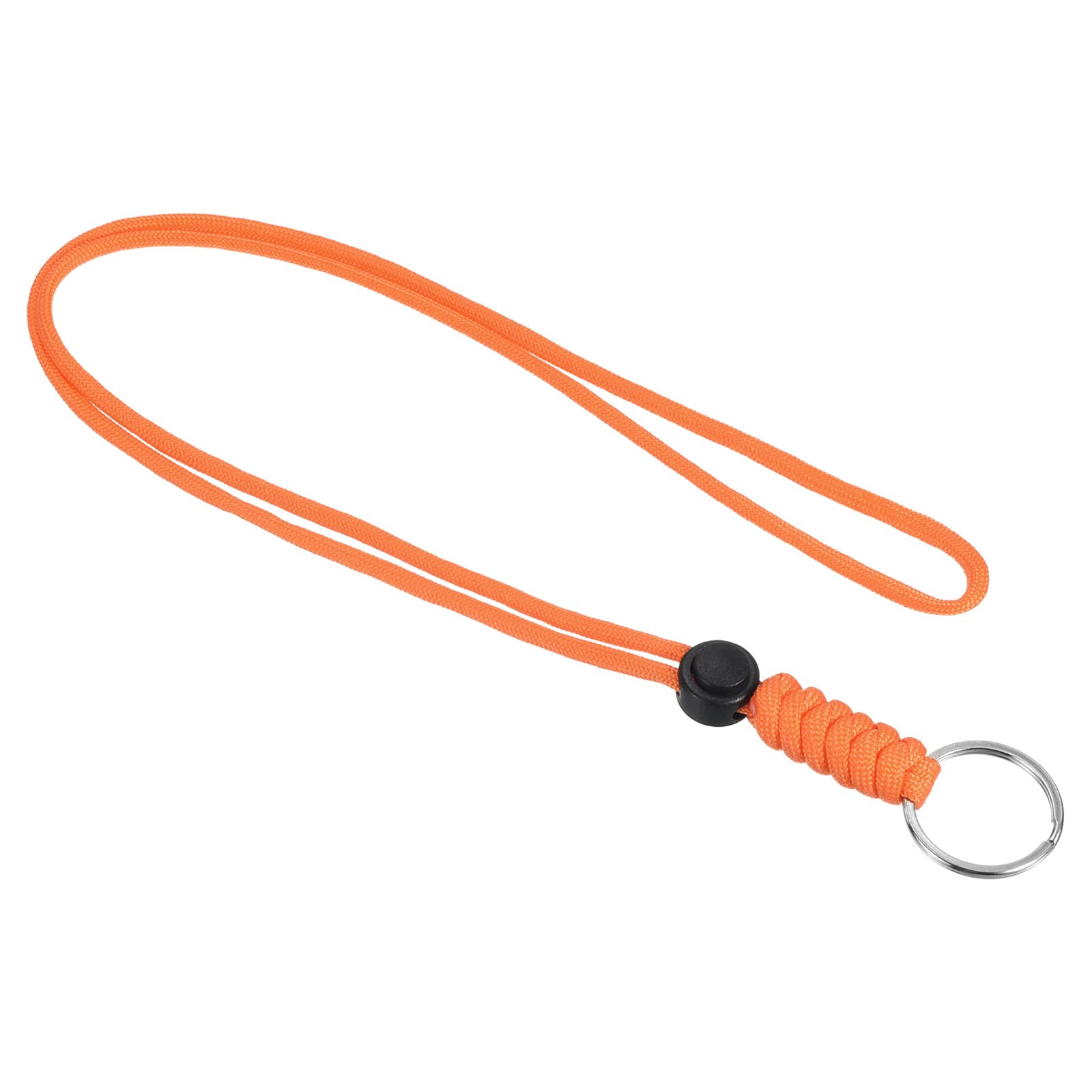 PATIKIL Paracord Lanyard with Keyring 18 Inch, Necklace Keychain Cord Metal Hook Strap for Keys Whistle ID Card Badge Holder Orange