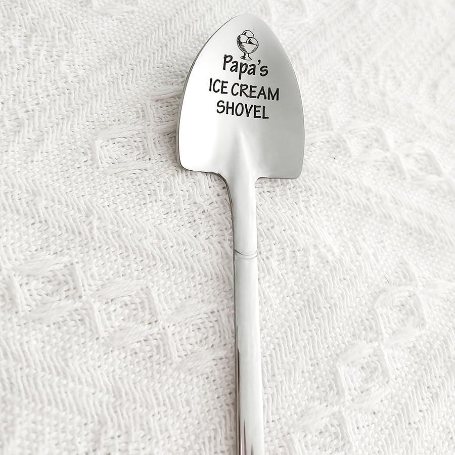 Gift for Papa Grandpa from Granddaughter Grandson Papa's Ice Cream Shovel Spoons for Grandfather Granddad Father's Day Birthday Gifts for Pop Papa Ice Cream Coffee Scoop