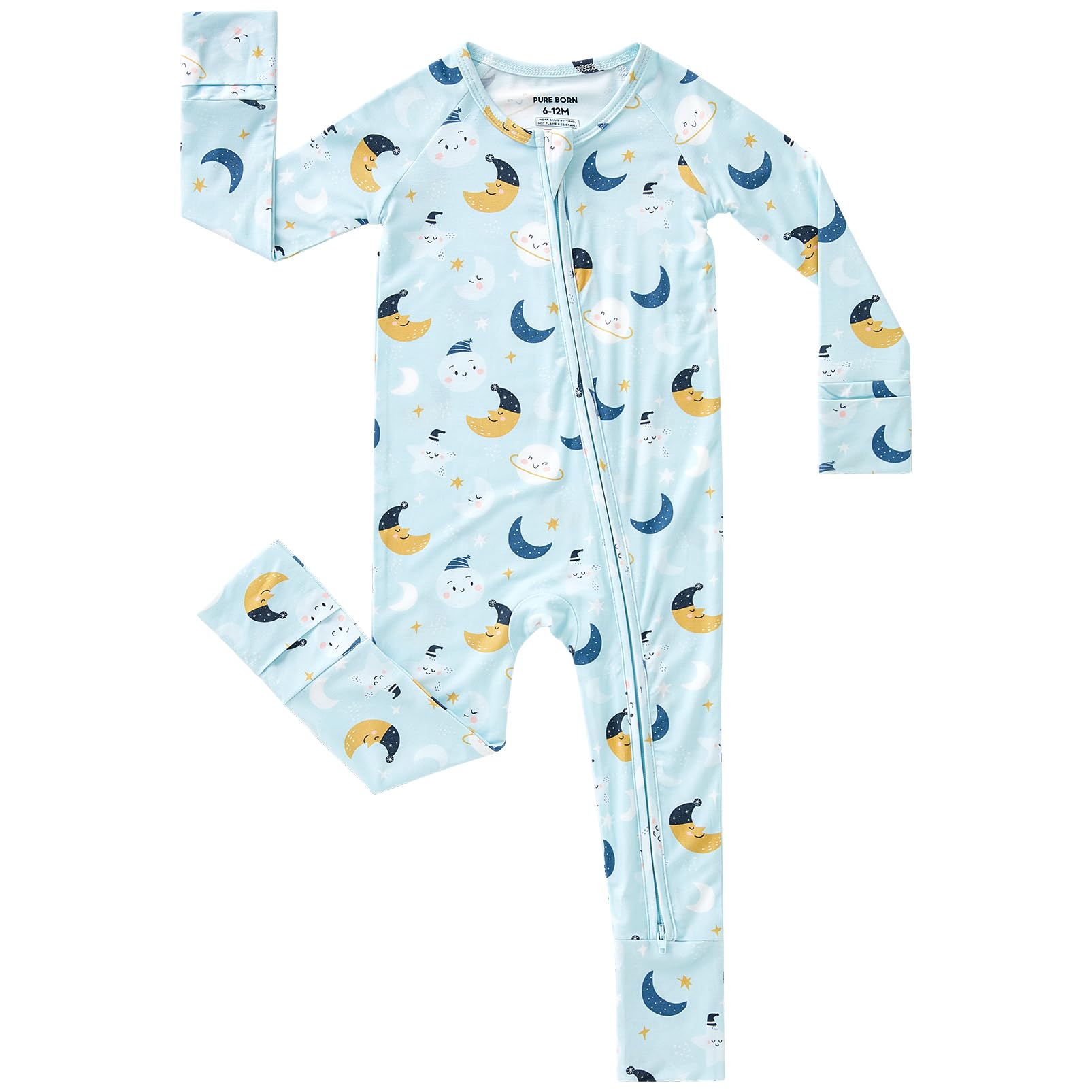 pureborn Baby Sleeper Viscose from Bamboo Zipper Footies Pjs 0-24 Months