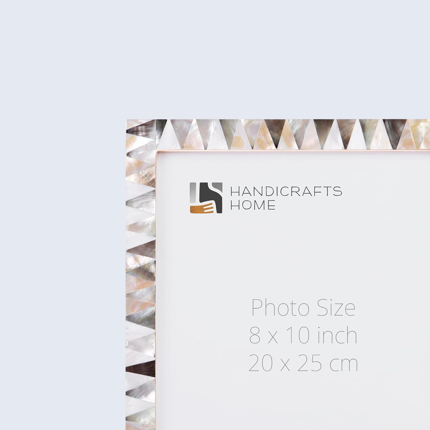 Handicrafts Home 8x10 Picture Frame, Wall & Tabletop Décor, Handmade Pearlescent Ivory Pattern, Vintage & Elegant Mother of Pearl Picture Frames for Living Room, Office & Home Decor – White & Black