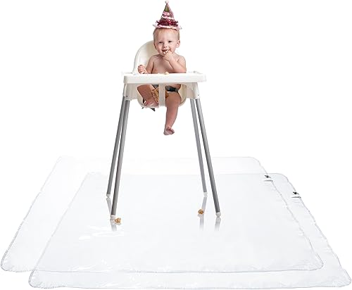 Graco Tapete para debajo de la silla alta, transparente, impermeable y lavable, de plástico atrapa alimentos y derrames, cubierta de piso de 50