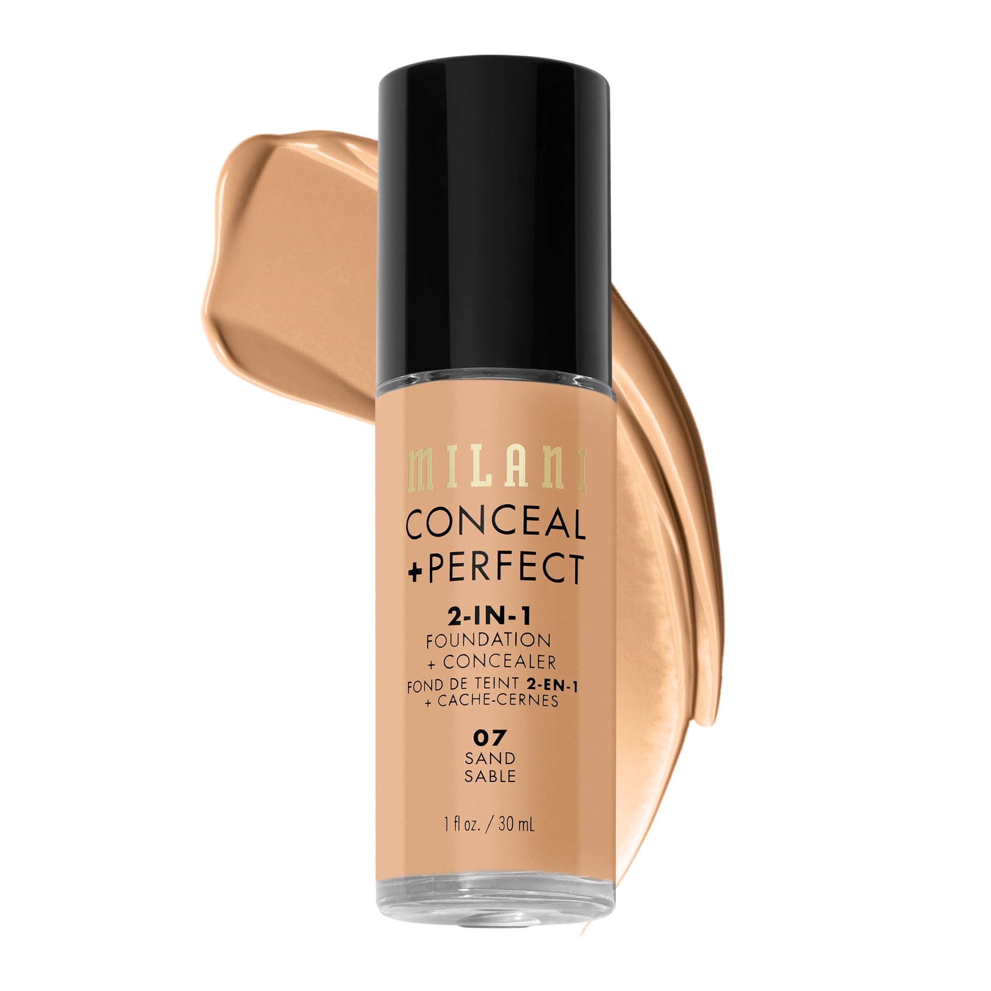 Milani Conceal + Perfect Liquid Foundation Face Makeup - Sand, 1 Fl. Oz 07-Sand 1 Fl Oz (Pack of 1)