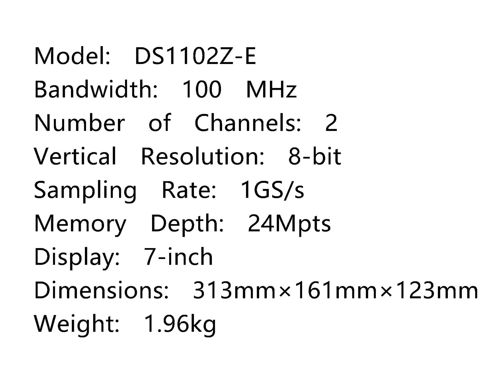 Osciloscopio Digital DS1102Z-E 2 Canales 100MHz Ancho de Banda 1GS/s