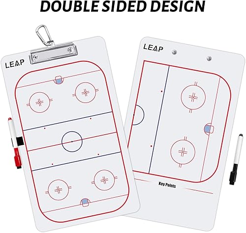 Miniatura 2 de LEAP Portapapeles de entrenador de alta calidad táctico de doble cara con marcador de borrado en seco de cancha completa y media para baloncesto,