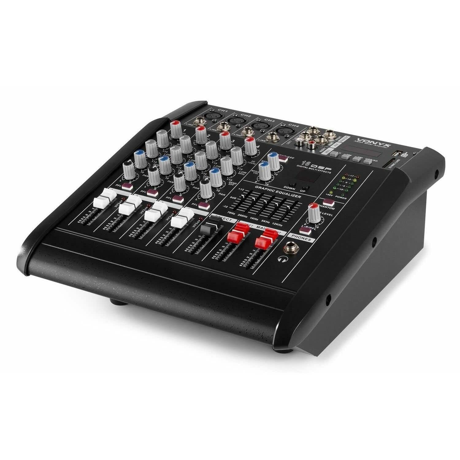 Vonyx AM5A 5-Kanal Musikmixer mit eingebautem 1000 Watt Verstärker