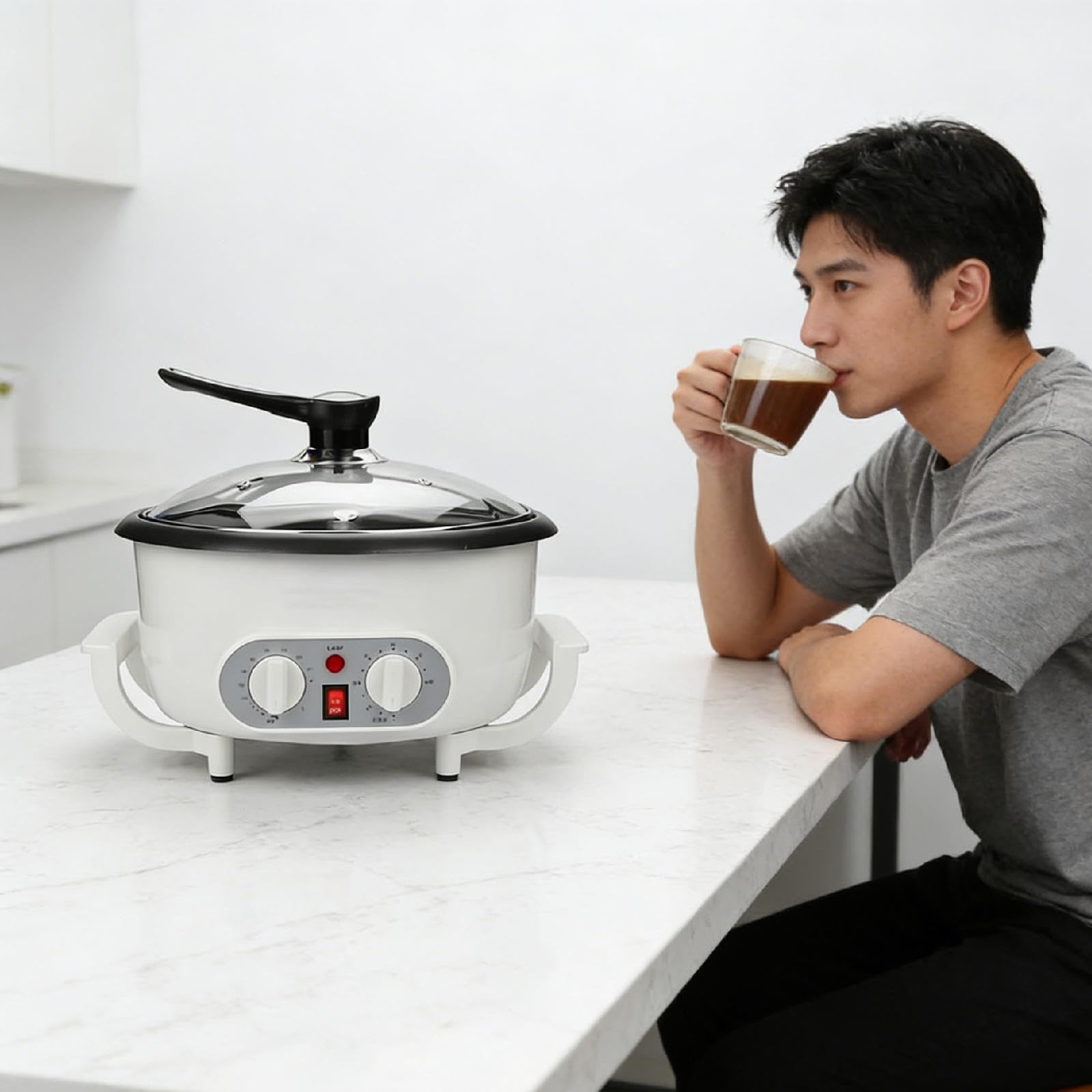 Kleiner Kaffeebohnenröster 220V, Einstellbar für Trockenfrüchte, Erdnüsse,