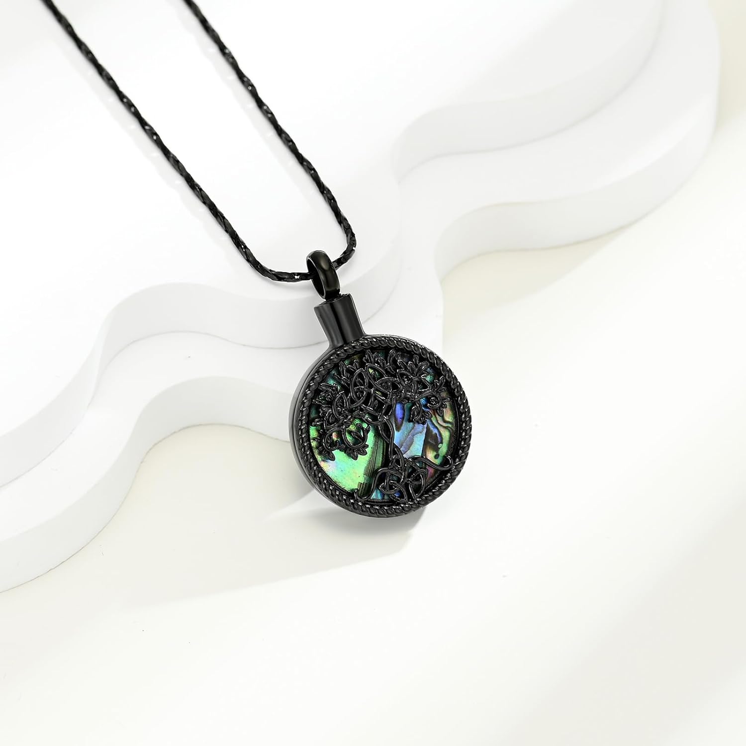 Tree of Life Teardrop Urn Necklace for Ashes Teardrop Crystal Cremation Jewelry Celtic knot Ashes Pendant Stainless Steel Keepsake Memorial Jewelry for Women Men - Image 4