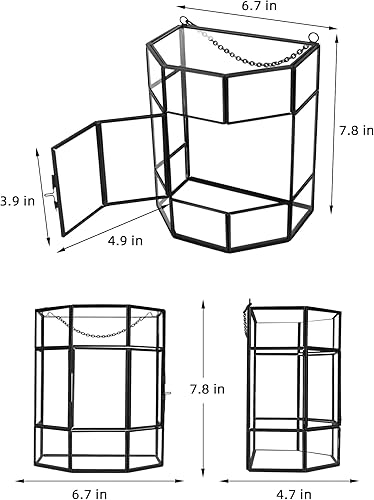 Miniatura 6 de Terrario de cristal colgante hecho a mano, mini invernadero para suculentas y macetas de aire, terrario con tapa, terrario geométrico de vidrio para