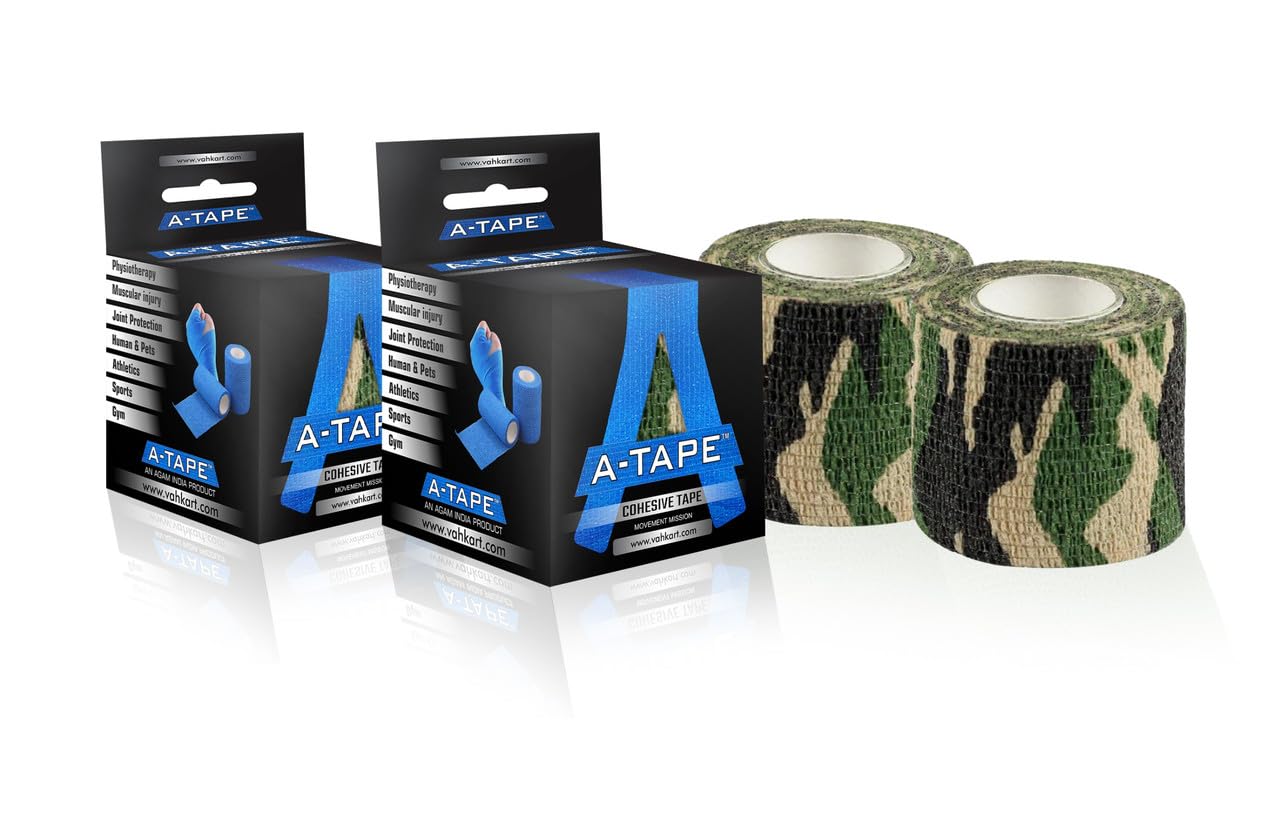 AGAM A-TAPE Cohesive Crepe Bandage Army Color Pack of 2 (Reusable & Waterproof, 5cm X 4.5 Mtr) Self Adhesive Crepe Bandage-picture-11