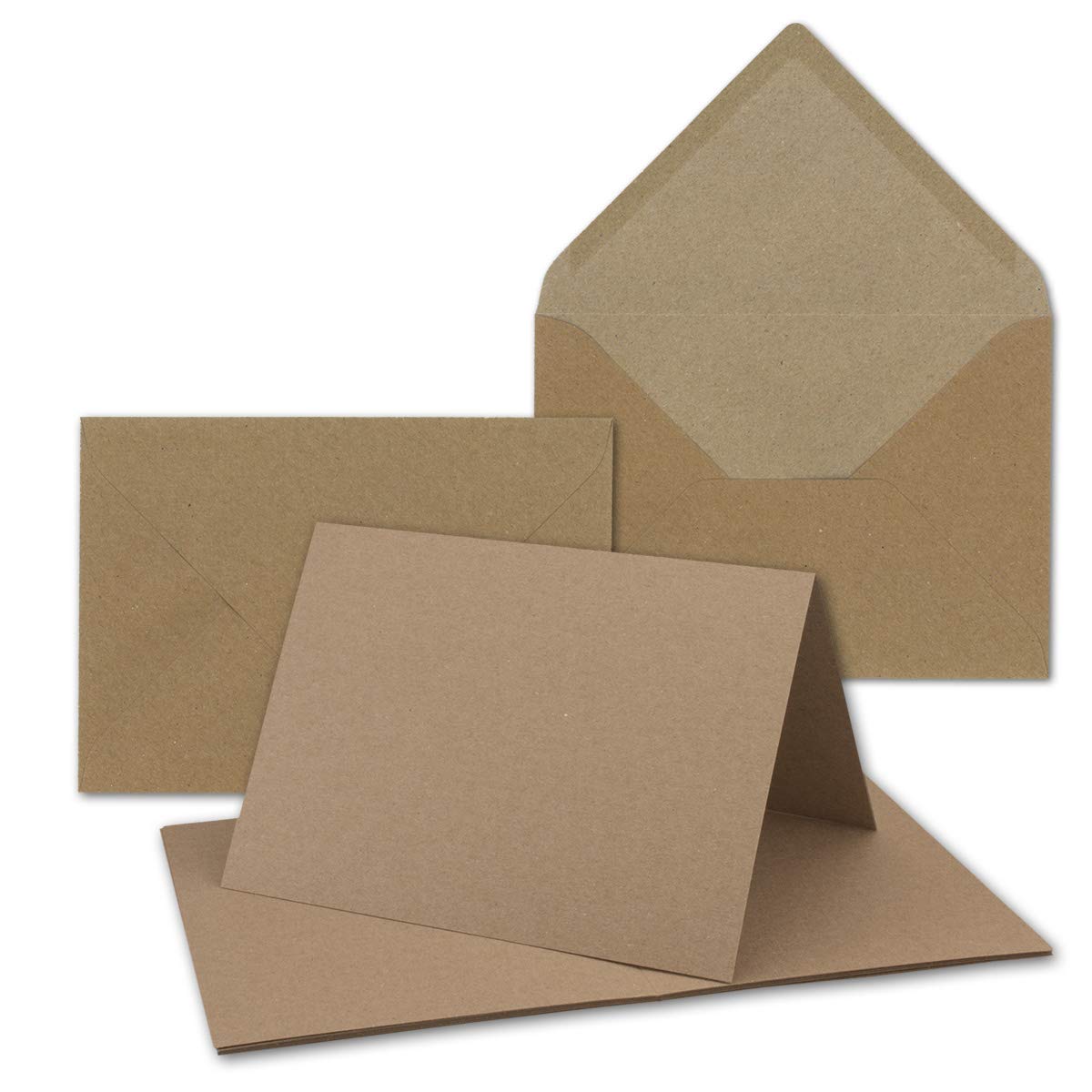 Zestaw papieru listowego B6, wraz z kopertami, naturalny papier z recyklingu, brązowy 150 karten-częściowy brązowy