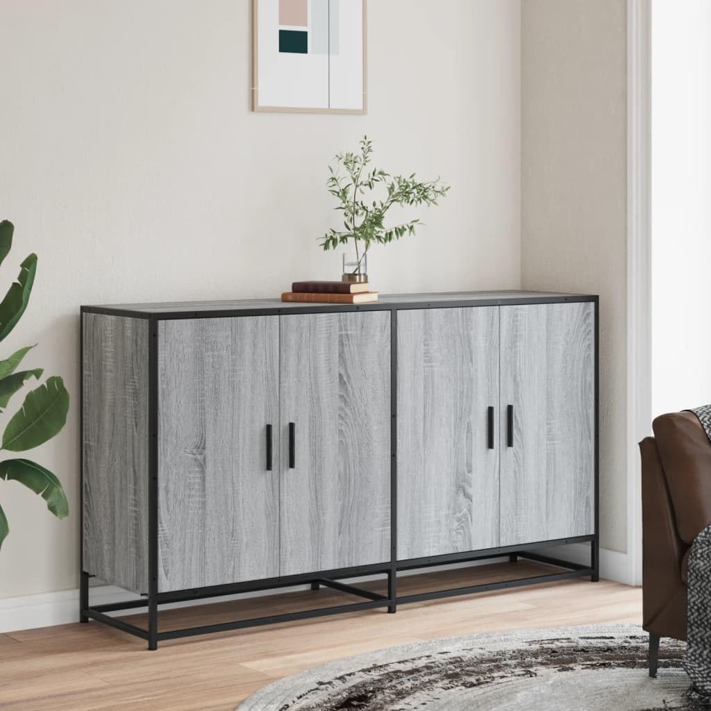 Credenza grigio Sonoma, 134 x 35 x 76 cm, in legno e metallo