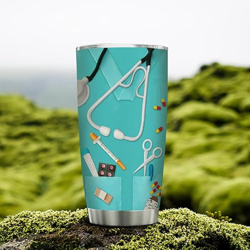 Miniatura 18 de wowcugi Regalos para enfermeras, vaso de acero inoxidable con doble aislamiento al vacío, taza de café de viaje, 16 onzas, Navidad, graduación, RN