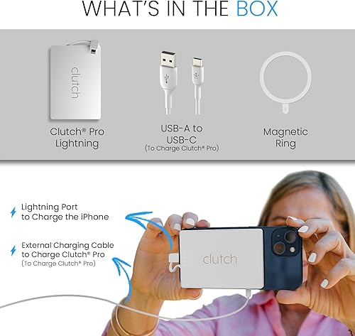 Miniatura 5 de Clutch Cargador portátil Pro para iPhone para viajes, 5000 mAH, aprobado por la TSA, cargador portátil magnético seguro para avión, solo compatible