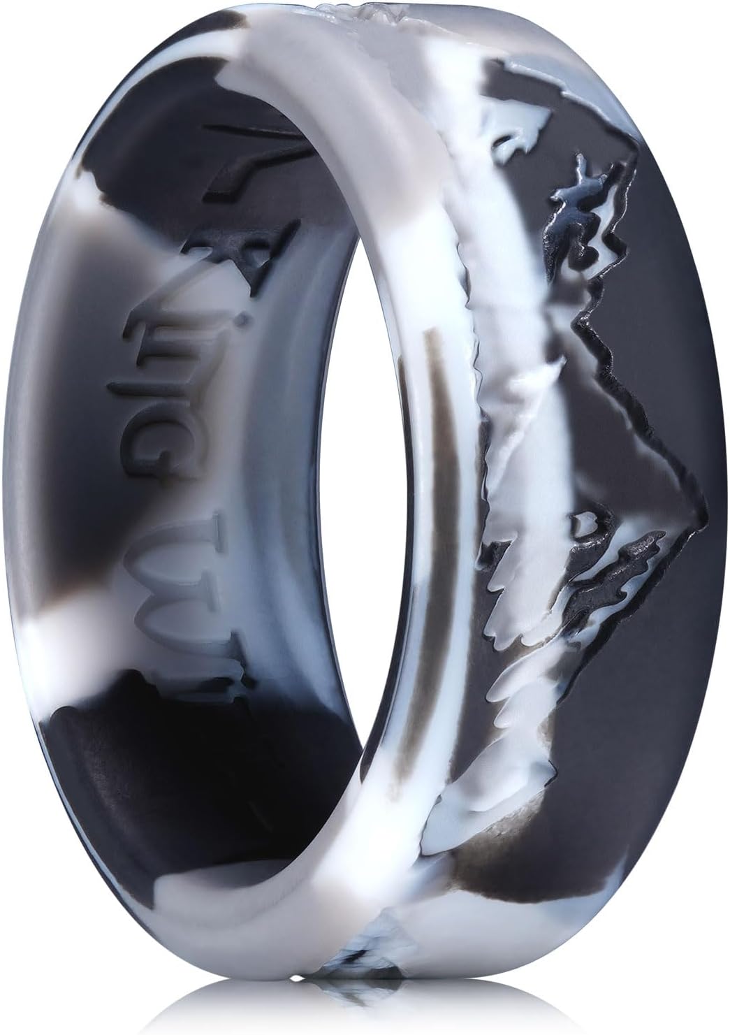 King Will Silicone Rings For Men, Rubber Wedding Bands with Unique Mountain Peak Design Multiple Colors, 8mm Wide 2.2mm Thick, Comfort Fit Size 7-13