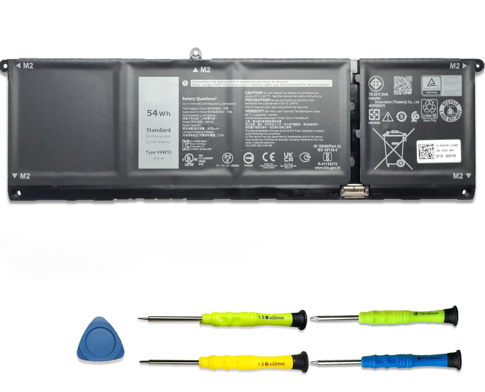 SUNNEAR V6W33 54Wh Laptop Battery Replacement for Dell Inspiron 3510 3511 3515 5310 5510 5515 5625 5630 Inspiron 14 7415 7420 7425 7430 7435 7445 2-in