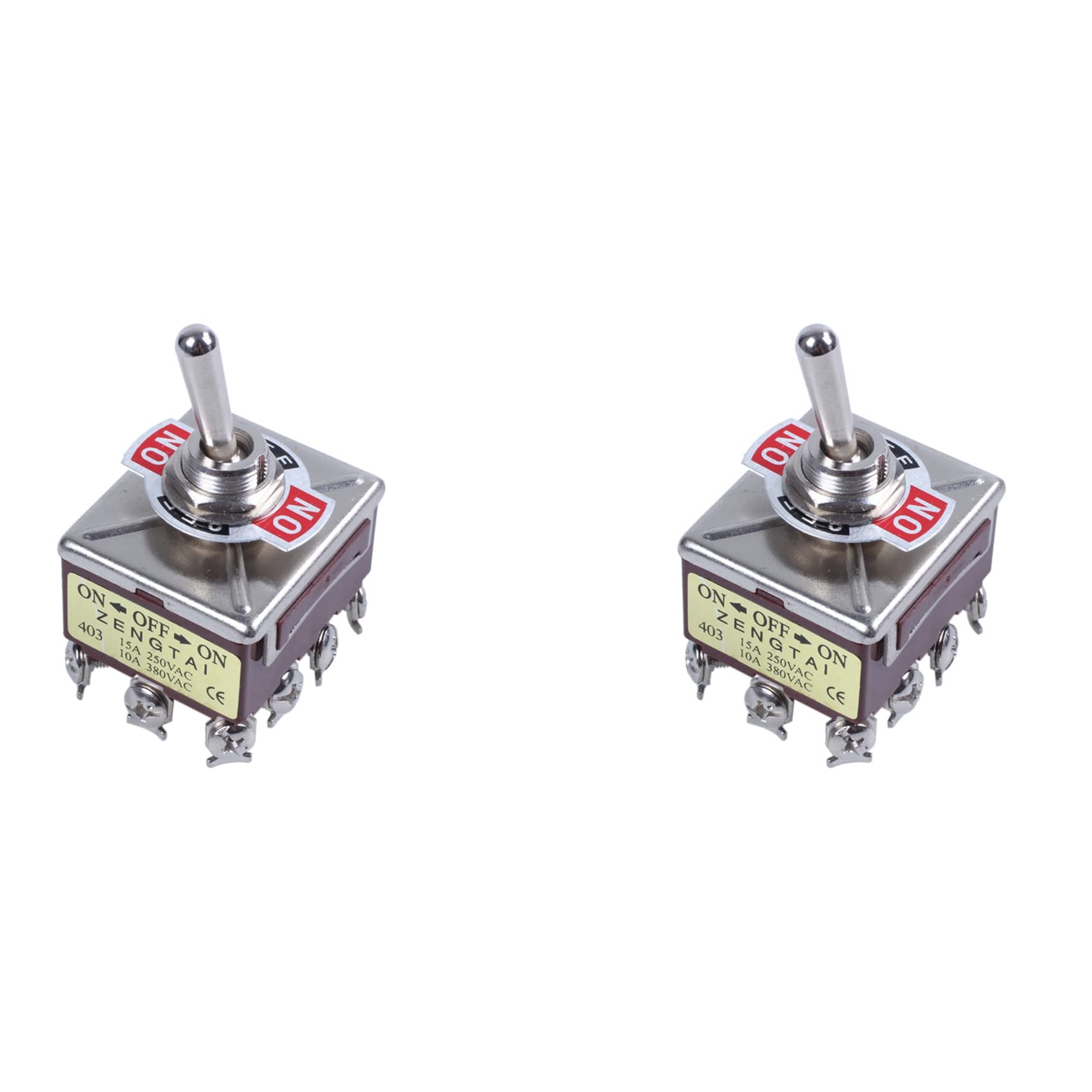 Jnchdghwa Brick Red 2X Ac 380V 10A On/Off/On 3 Positions 12 Pin Latching Toggle Switch 4Pdt