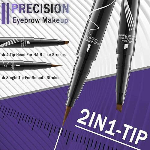 Vista 39 de Pinkiou 2 en 1 Lápiz delineador de ojos líquido de doble cabeza. Sello de gel súper delgado. Punta de fieltro, alto pigmento negro impermeable y a