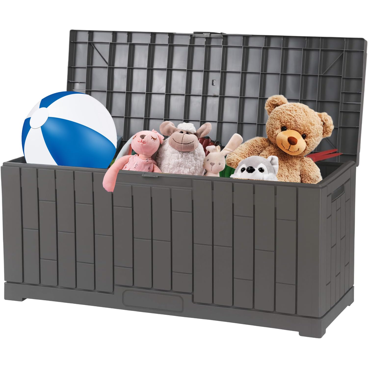 DIVCHI Outdoor Aufbewahrungsbox wasserdichte Deckbox für Gartengeräte Terrassenkissen und Poolzubehör Abschließbar Einfache Montage Vielseitige Bank oder Tisch (60 Gallonen)