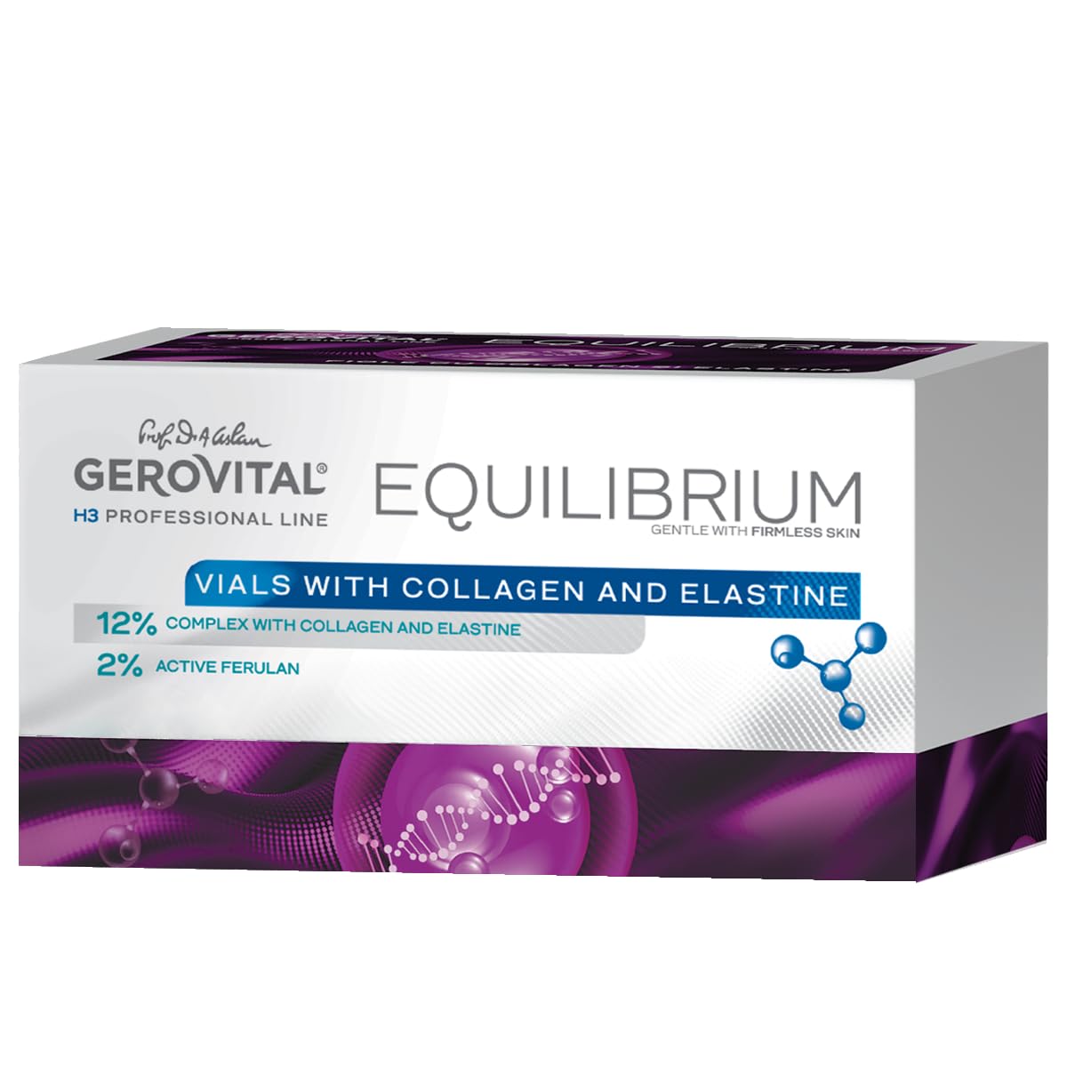Fiale Professionali con Siero 12% Collagene ed Elastina | Siero Intensamente Idratante e Antirughe | Protezione Antiossidante | Prodotto Professionale, Gerovital H3 Equilibrium 20 Fiale x 2 ml