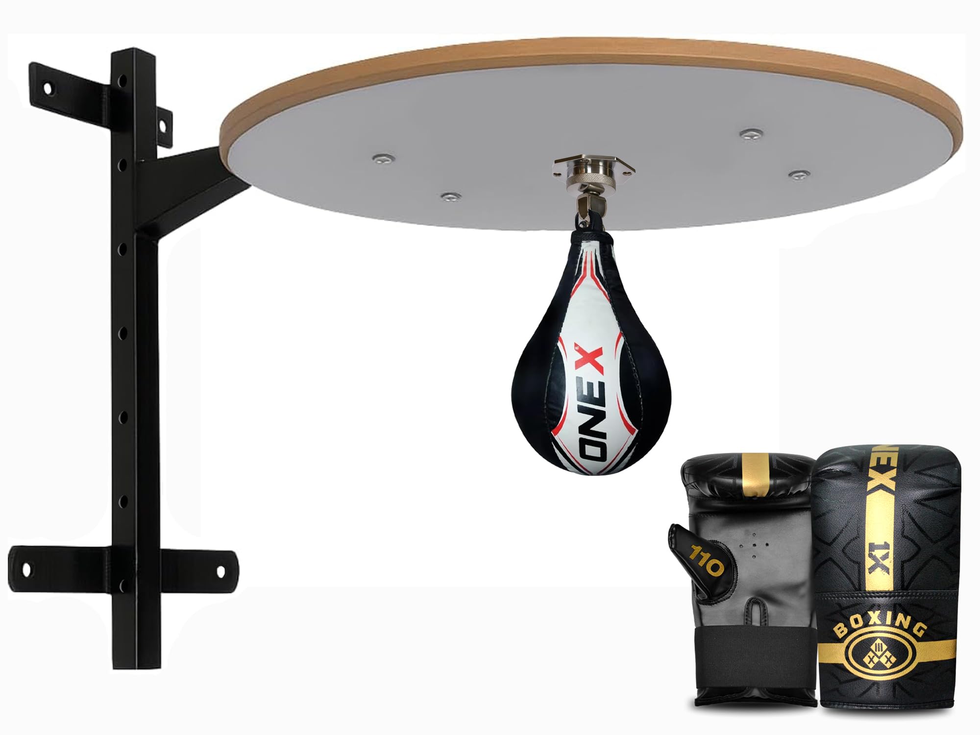 ONEX Adjustable Speed Ball Platform Set – Wall-Mounted Boxing Reflex Trainer with Speed Bag, Gloves & Sturdy Bracket | Improve Hand-Eye Coordination for Boxing, MMA (Black) — image 1