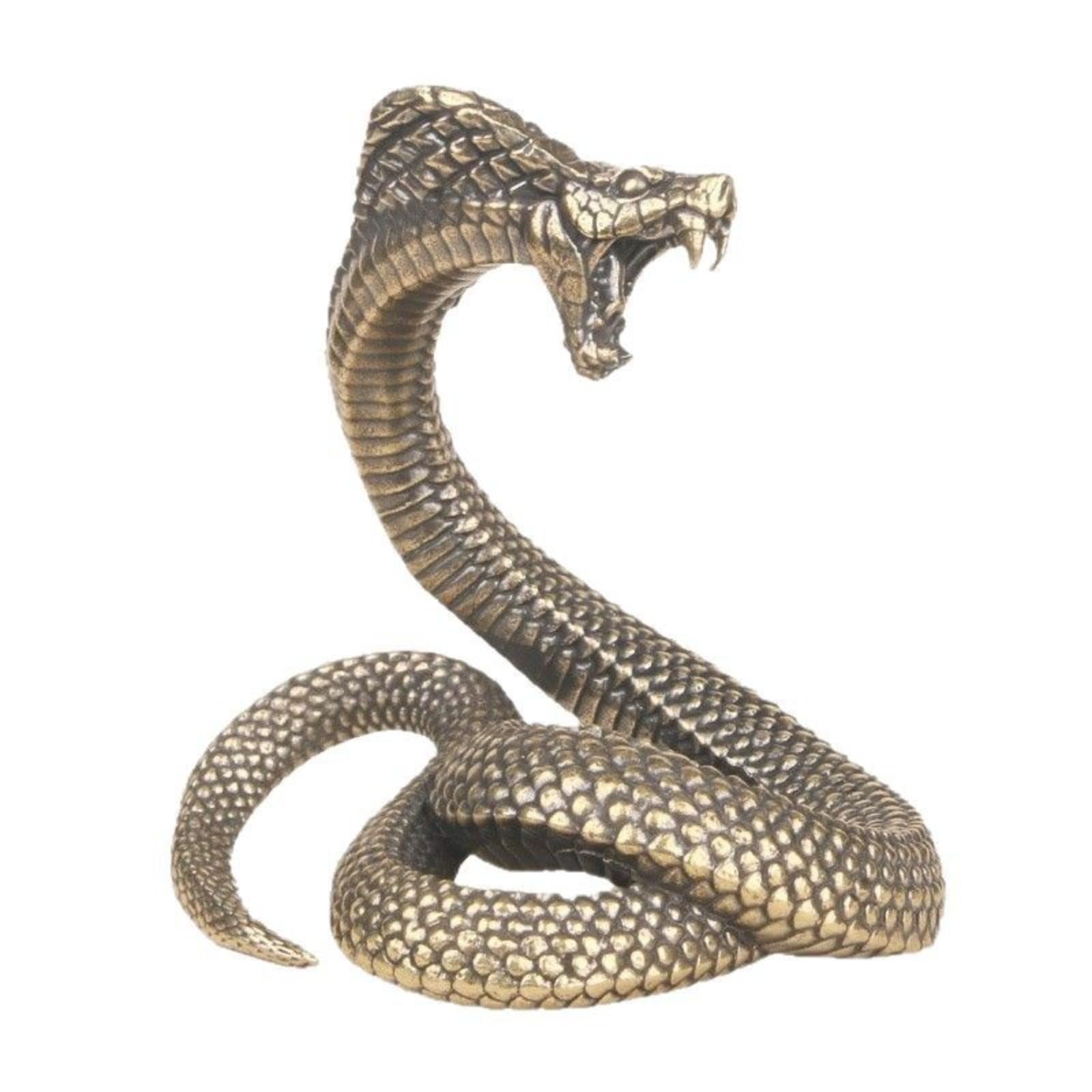 NGDFGR Brass Animal Cobra Model Miniature Statue,Metal Zodiac Snake Sculpture Bonsai Micro Landscape Sand Table Decor