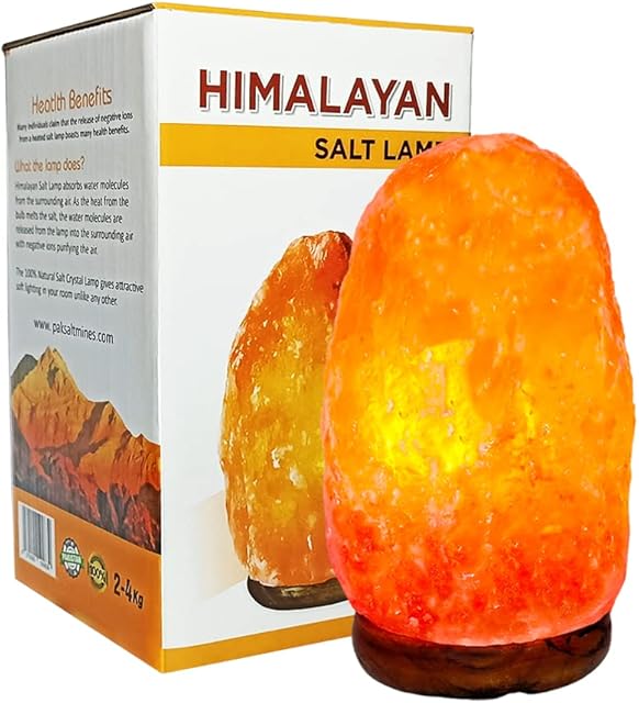 2-4 KG Himalayan Salt Lamp Pink Rock Crystal Light | Natural Quality Hand Crafted from Foothills of Himalayas Comes with Complete Fitting Wooden Base UK Pin On/Off Switch Cable and Bulb (Pack of 1)