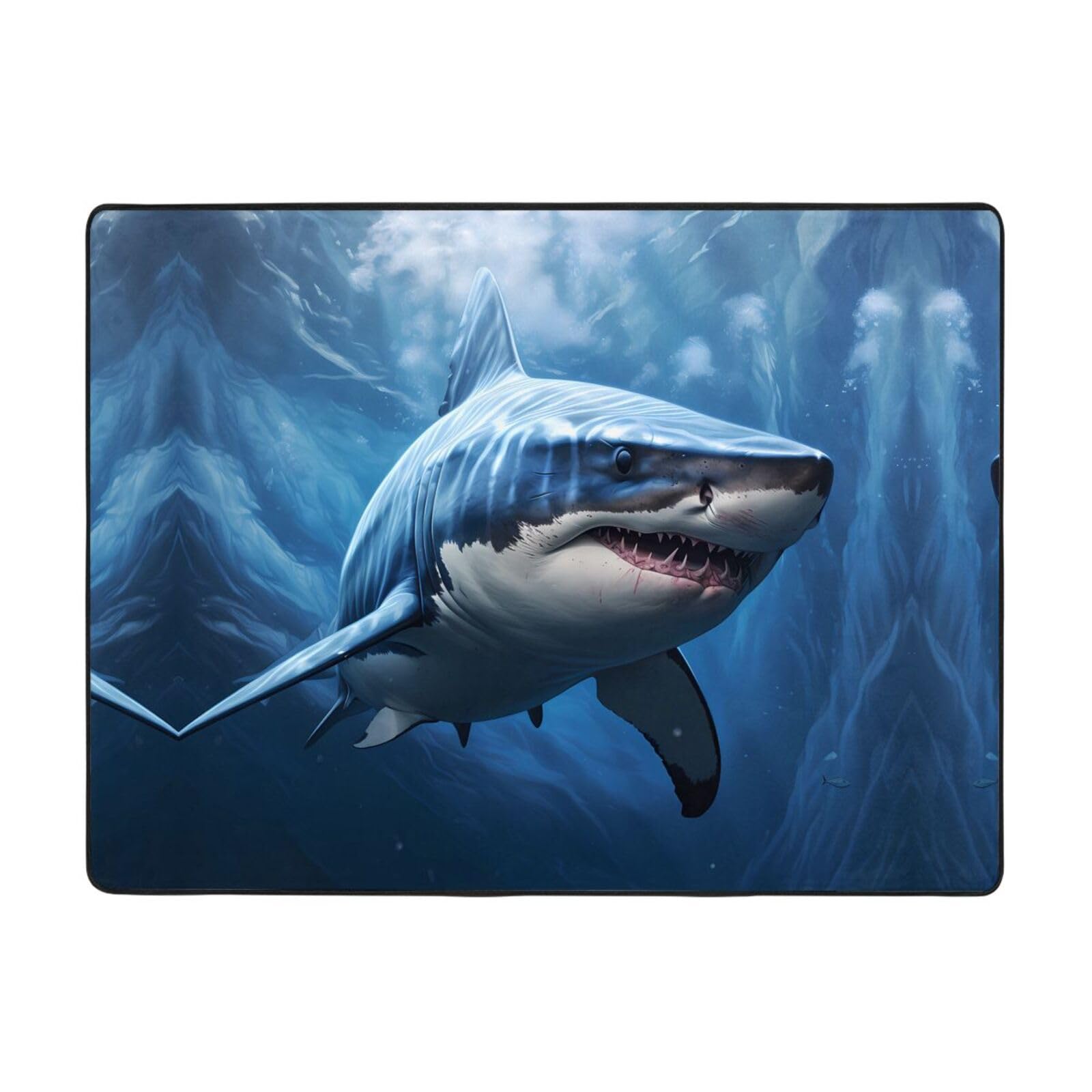Tapis requins bleus grand tapis de salon antidérapant 160 x 122 cm