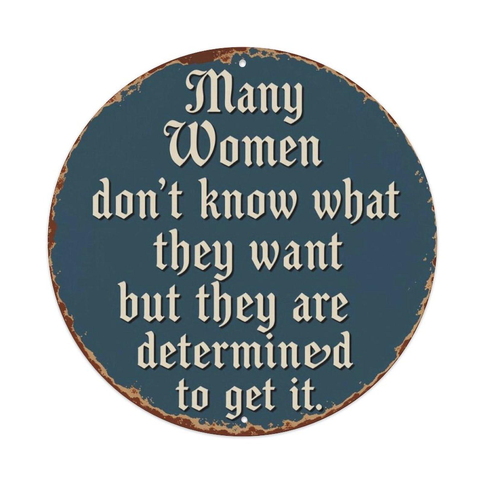 Vintage European Women Inspirational Round Decor Sign Vintage Aluminium Metal Sign, Retro Wall Decor for Home, Bar, Garage & Farmhouse 20x20cm