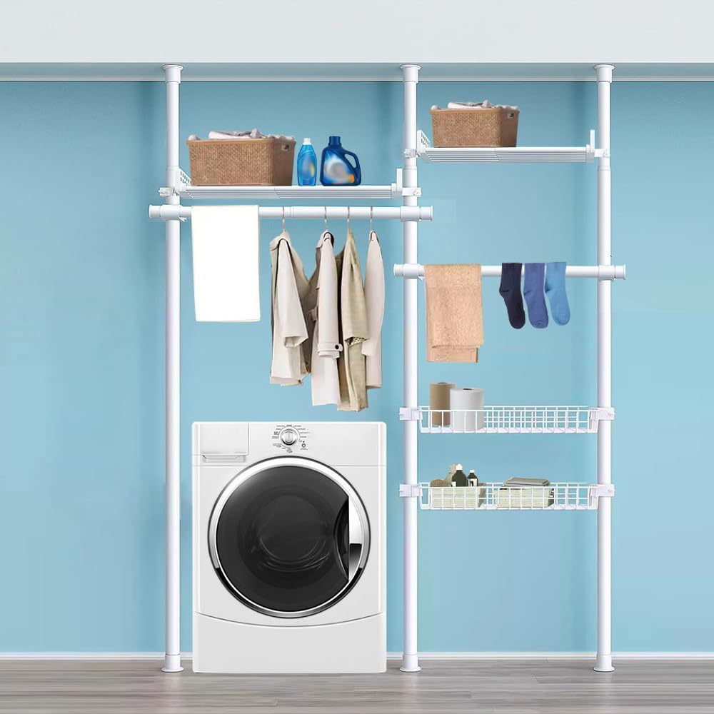 Soporte ajustable para secadora y estante de almacenamiento para lavadora resistente