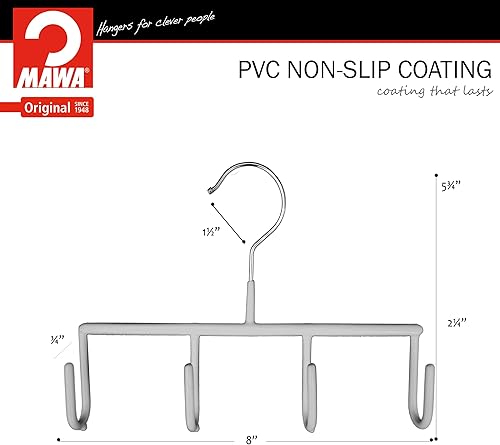 Miniatura 2 de Mawa by Reston Lloyd - Percha antideslizante para cinturones con 4 ganchos, estilo GH, juego de 2, color blanco