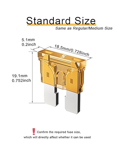 Miniatura 3 de Riseuvo 50 fusibles estándar 5A para automóvil, fusibles automotrices de 5 amperios (ATOAPRATS), fusible de hoja de 32 V (1224 V) para RVcamiónSUV