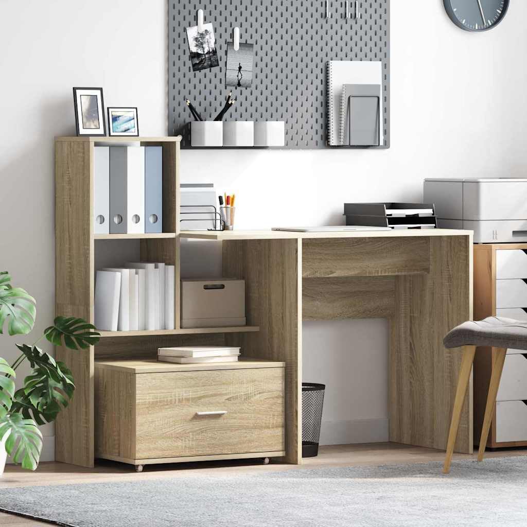 vidaXL Cajonera con Rueda Roble Sonoma 55 x 45 x 31 cm, Armario Rectangular Moderno, Gran Capacidad de Almacenamiento, Espacio Interior organizado, Mueble Funcional, Minimalista