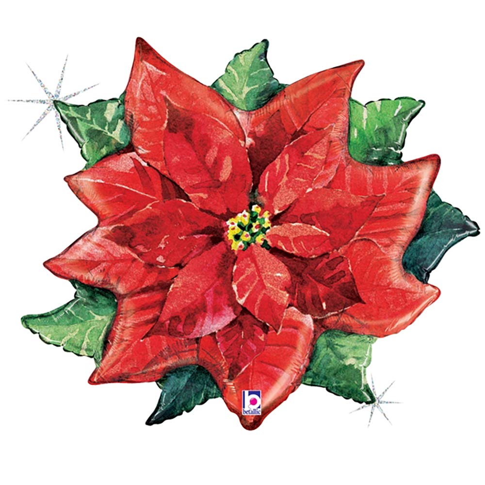 Betallatex 34" Watercolor Poinsettia Foil Balloon, Multicolor
