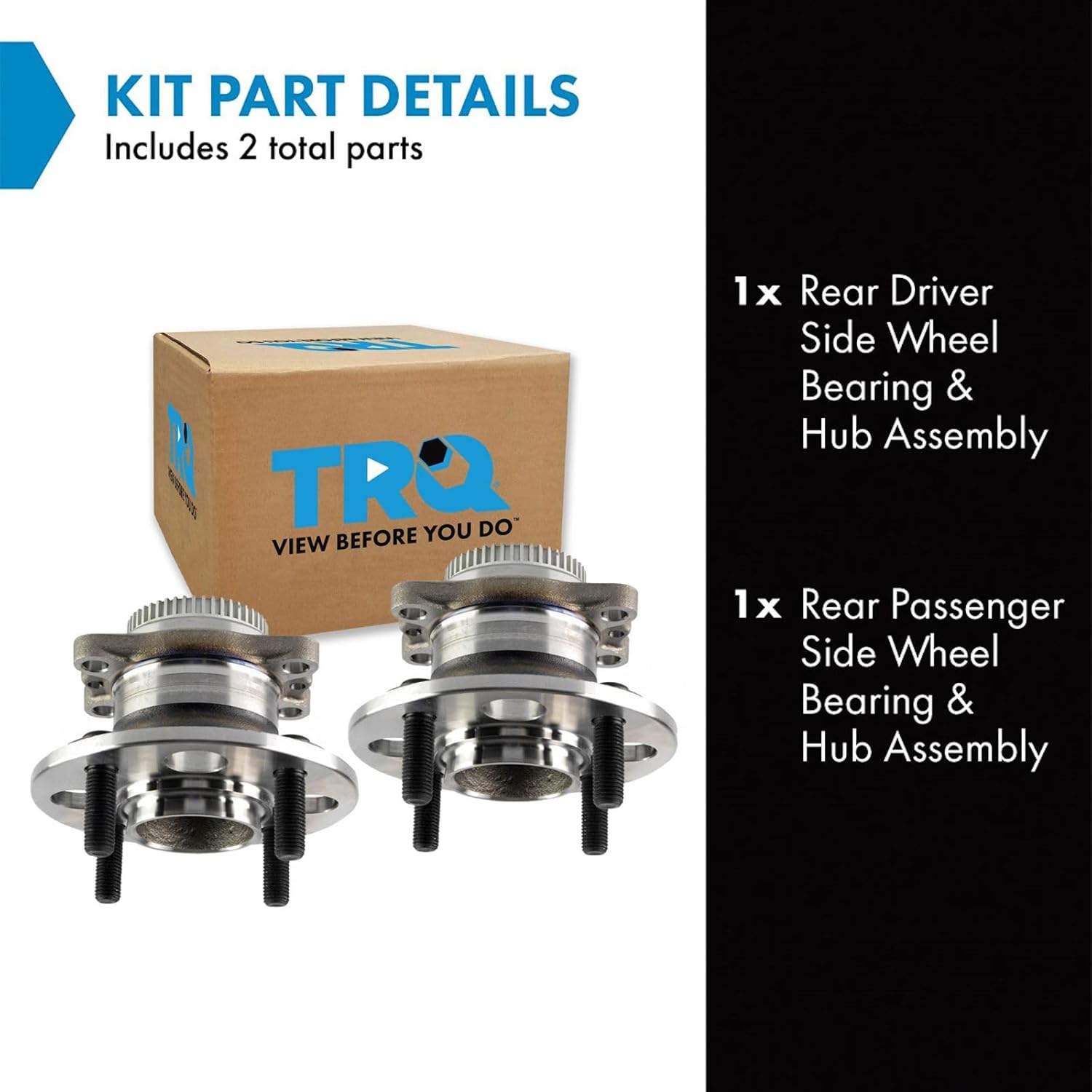TRQ Rear Wheel Bearing and Hub Assembly Set 2 Piece Compatible with 2012-2017 Hyundai Accent 2012-2017 Kia Rio - Image 2