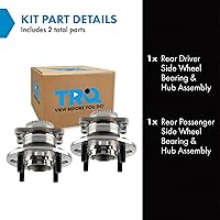 Vista 378 de TRQ Juego de 2 rodamientos de rueda trasera y conjunto de cubo con sensor ABS compatible con Ford Transit Connect 2014-2018