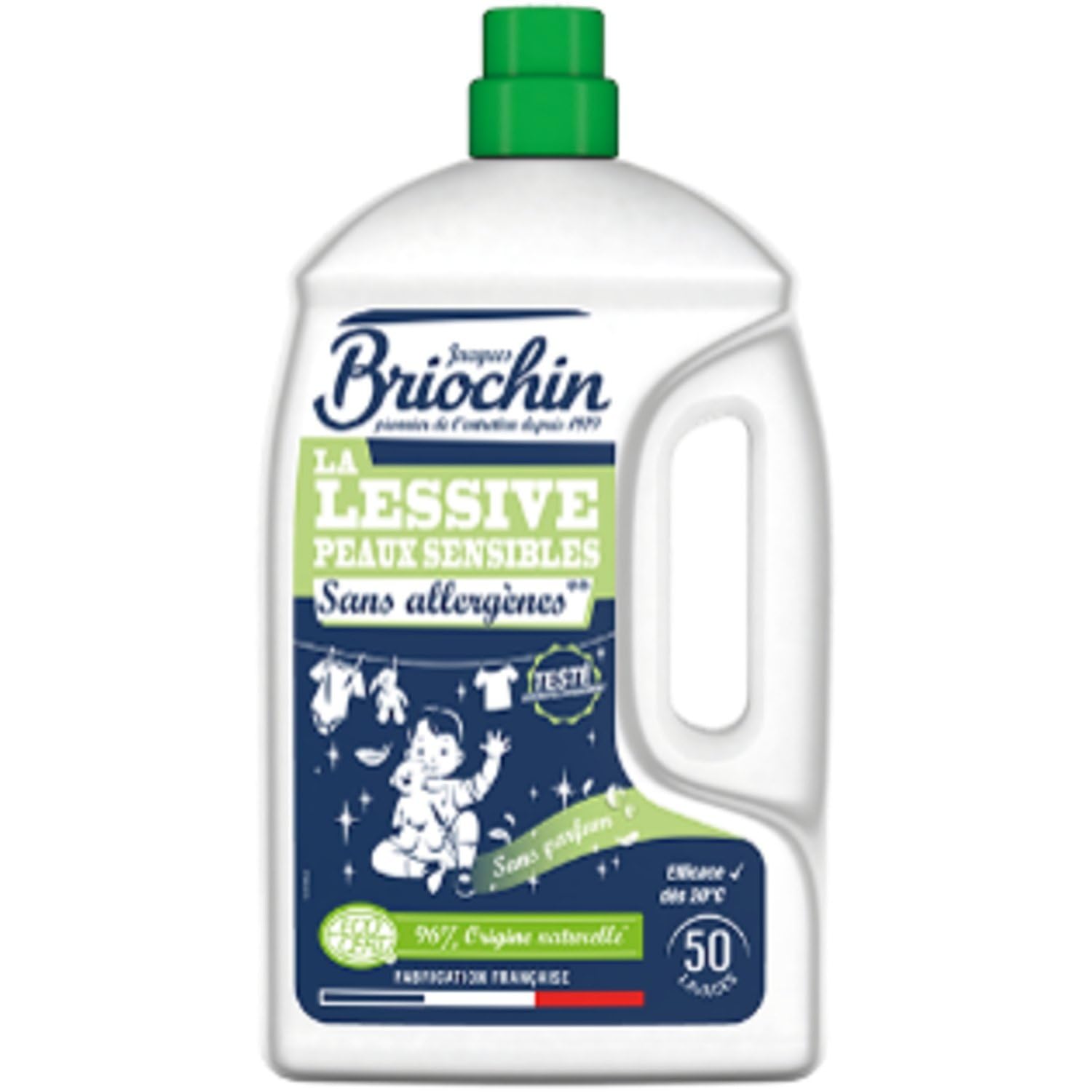 BRIOCHIN – Lessive Douce Hypoallergénique pour Peaux Sensibles, Formule Sans Allergène (2,27L) - Le lot de 2