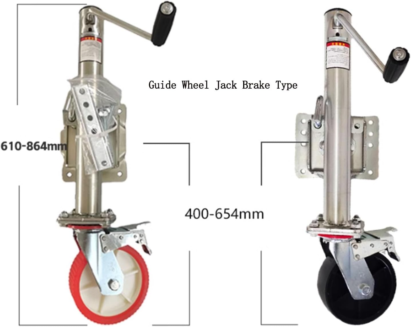 Brake Model 1200 Lbs Trailer Jack with Wheel, Heavy Duty Swivel Boat Trailer Jack, Single Wheel 6-Inch, 10" Lift Lift Swivel Trailer Jack, Bolt On Boat Tongue Trailer Jack for RV Boat