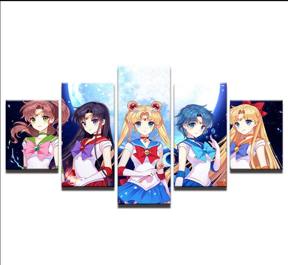 Amazon.co.jp: Hnyyj 5パネルセーラームーンカラフルなアニメ 